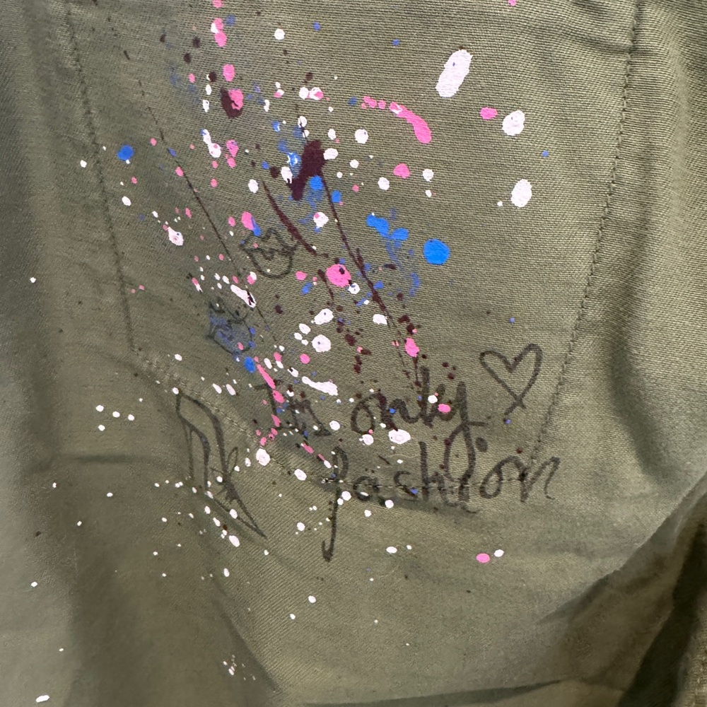 Zara Army Green Paint Splattered Cargo Pants